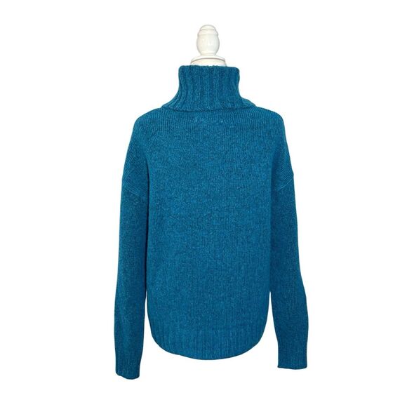 LOFT Fuzzy Cowl Neck oversized sweater in teal - PS - Picture 5 of 8